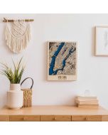 3D Wooden Map of New York City White Background