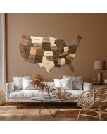 3D Wooden USA Map Multicolor Living Room