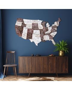 3D Wooden USA Map Cappuccino Premium Edition