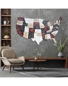 3D Wooden USA Map Urban Premium Edition