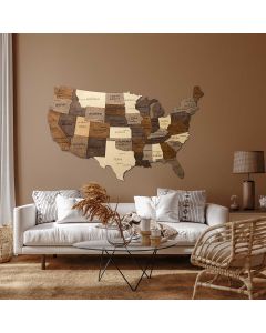 3D Wooden USA Map Multicolor Premium Edition