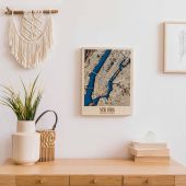3D Wooden Map of New York City White Background