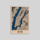 3D Wooden Map of New York City White Background