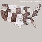 3d Wooden Map of USA Cappuccino Style.