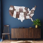 3d Wooden Map of USA Cappuccino Style.