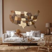 3D Wooden USA Map Multicolor Living Room