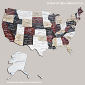 3d Wooden Map of USA Urban Installed Example