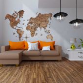 3D World Map Premium Walnut Living Room.