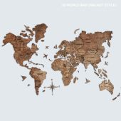 3D World Map Premium Walnut Living Room.
