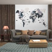 3D World Map Nordic Living Room