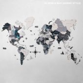 3D World Map Nordic Living Room