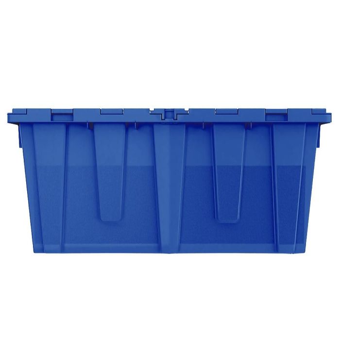 Heavy Duty XL Blue Plastic Tote With Attached Lid (18.5 Gallons)