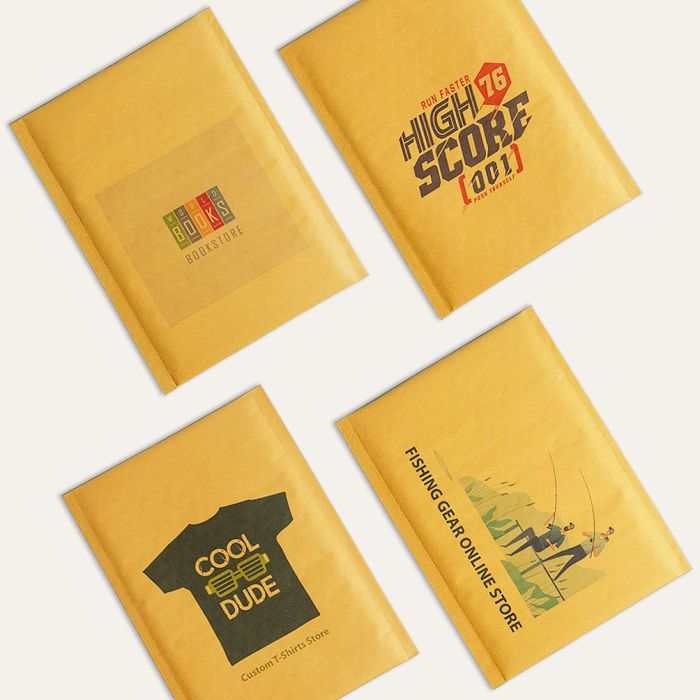 Custom Printed Golden Kraft Bubble Mailers
