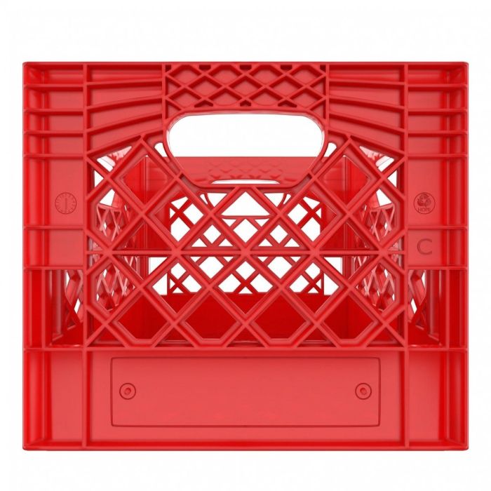 Square Red Plastic Milk Crate 16qt (4 gallon)
